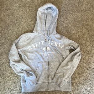 Heather Grey California Drawstring Zip-up